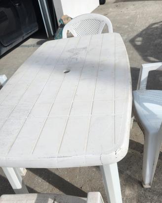 tavolo plastica sedie base ombrellone graniglia