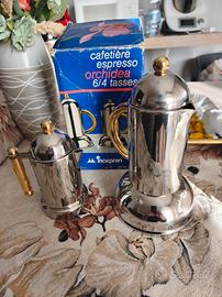 caffettiera 6 tazze e 4 tazze più un scalda latte 