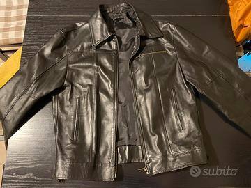 Giacca in vera pelle nera, made in Italy, taglia L