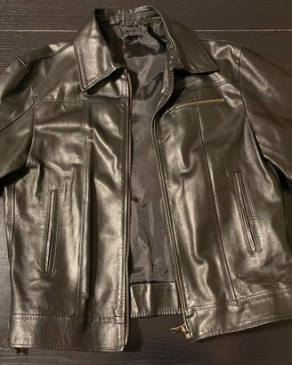 Giacca in vera pelle nera, made in Italy, taglia L