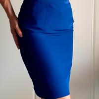 Gonna blu sartoriale longuette taglia 42