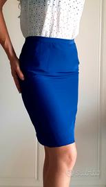 Gonna blu sartoriale longuette taglia 42