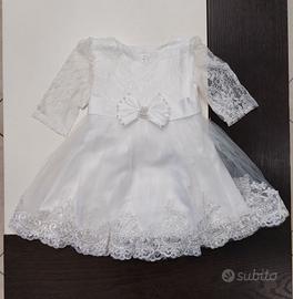 Abito da cerimonia neonata bianco con pizzo
