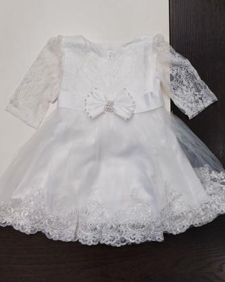 Abito da cerimonia neonata bianco con pizzo