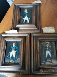 3 quadri di Otto D'Angelo con cornice in legno