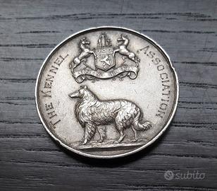ARGENTO 925 _ bella medaglia con cane 1913 _LEGGI