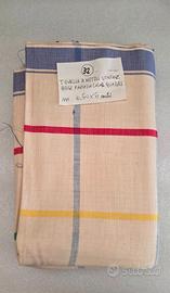 Tovaglia vintage beige a quadri (32-corredo nonna)
