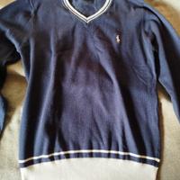 Pullover blu scollo a V, Ralph Lauren 