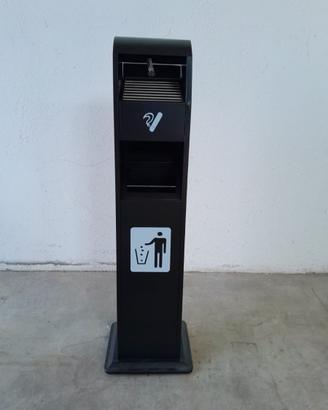 Cestino posacenere a colonna da esterno - nero