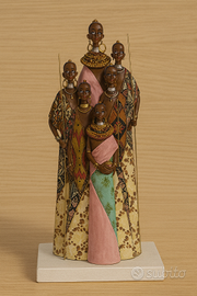 Statuetta Etnica in Resina – Famiglia Africana con