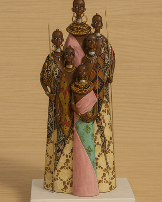 Statuetta Etnica in Resina – Famiglia Africana con