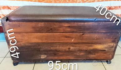 Cassapanca Baule artigianale in legno con sedile o