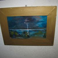 Quadro ad olio Fulmine su Pò