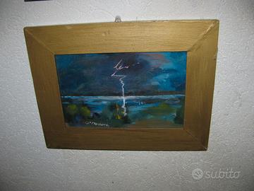 Quadro ad olio Fulmine su Pò