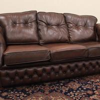 Divano 3 posti Chesterfield club in pelle marrone