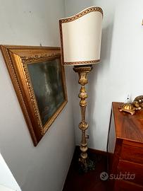 Lampada da terra piantana legno dorato d'epoca