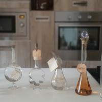 8 Bottigline di Grappa in vetro soffiato Vintage