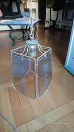 Lampadario lanterna vintage 1 luce metallo e vetro