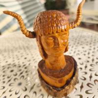 SCULTURA IN LEGNO MASSELLO Busto di Indiano legno