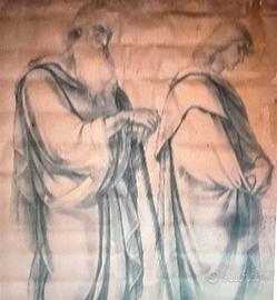 Assisi - grande disegno a matita per affresco