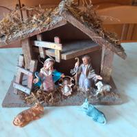 Capanna Presepe in legno con Sacra Famiglia