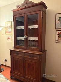 Cristalliera Antica in Legno - Vetrina 2 pezzi