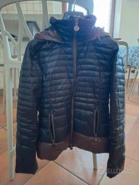 Giubbotto donna nero con dettagli marroni