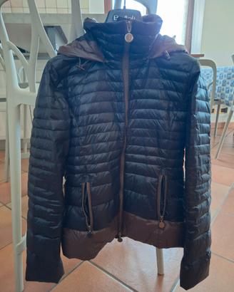 Giubbotto donna nero con dettagli marroni