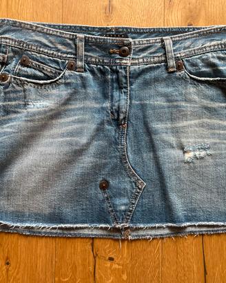 MINI GONNA IN JEANS SISLEY 100% NUOVA E ORIGINALE