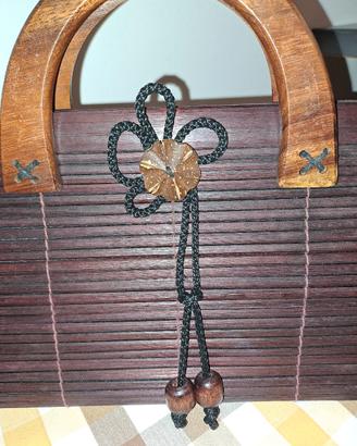 Borsa a mano in legno e bambù Nuova 