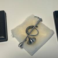 Spilla Vintage Color Argento Corno da Caccia