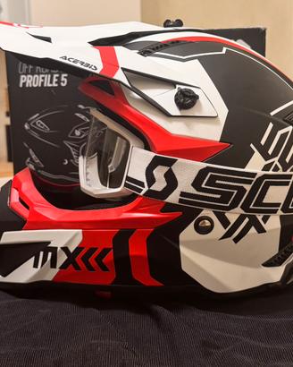 Casco Acerbis Cross Enduro Bianco Rosso Nero