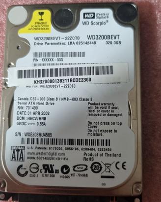 5146-Hard Disk 320GB SATA PC Portatile