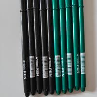 Set da Nr. 10 Penne tratto Pen(5 nere e 5 verdi)