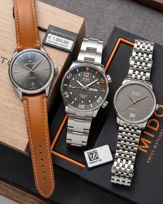 Lotto 3 orologi Mido Hamilton Nuovi Full Set