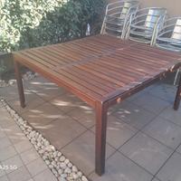 Tavolo legno 140×140 esterno 8 posti + copritavolo