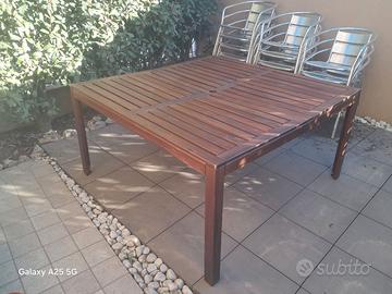 Tavolo legno 140×140 esterno 8 posti + copritavolo