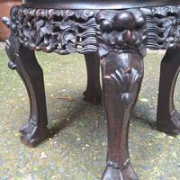 Tavolino Cinese Antico Legno di Rosa e Marmo