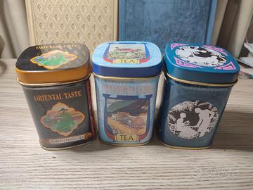 set tre scatoline in latta vintage