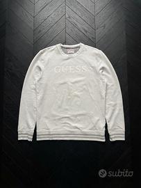 Felpa guess bianca con logo ricamato