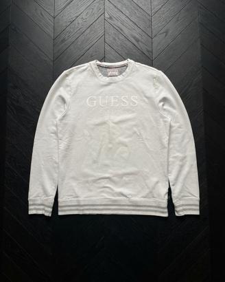 Felpa guess bianca con logo ricamato