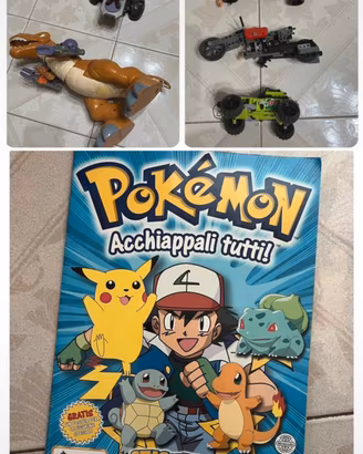 Album figurine pokemon, lego tecnic e t-rex