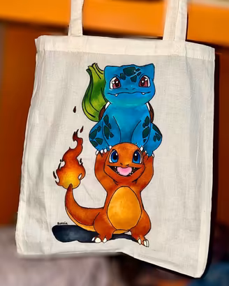Borsa di tela dipinta a mano