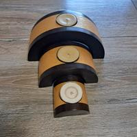 Set portacandele vintage in legno  ad arco