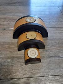 Set portacandele vintage in legno  ad arco
