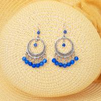 Orecchini  cerchio  argento  agata blu oltremare