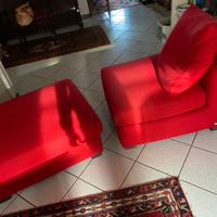 Poltrona con puff rossa / dormeuse (PoltroneSofa)