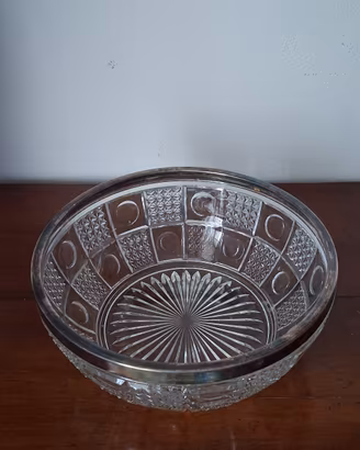 Ciotola in cristallo e placcato argento, Art Decò