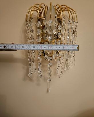 Coppia Applique Prearo in ottone e cristallo
