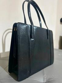 Borsa vintage in vera pelle di pitone nero